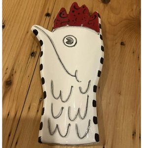 EAT ME! Ceramic Chicken Art. Hand Made & Painted Pottery/Figure/Wall Plate